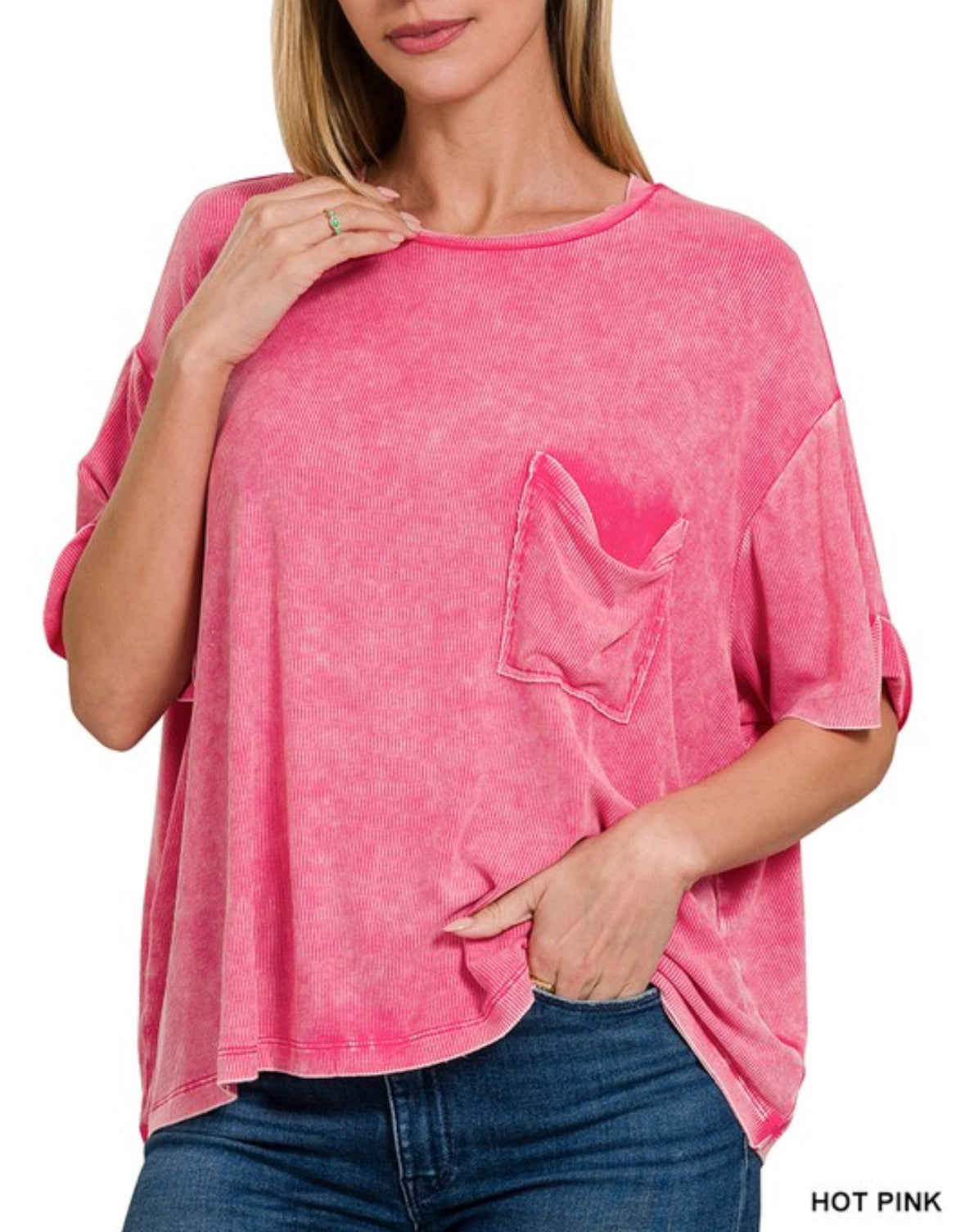 Washed Ribbed Short Sleeve