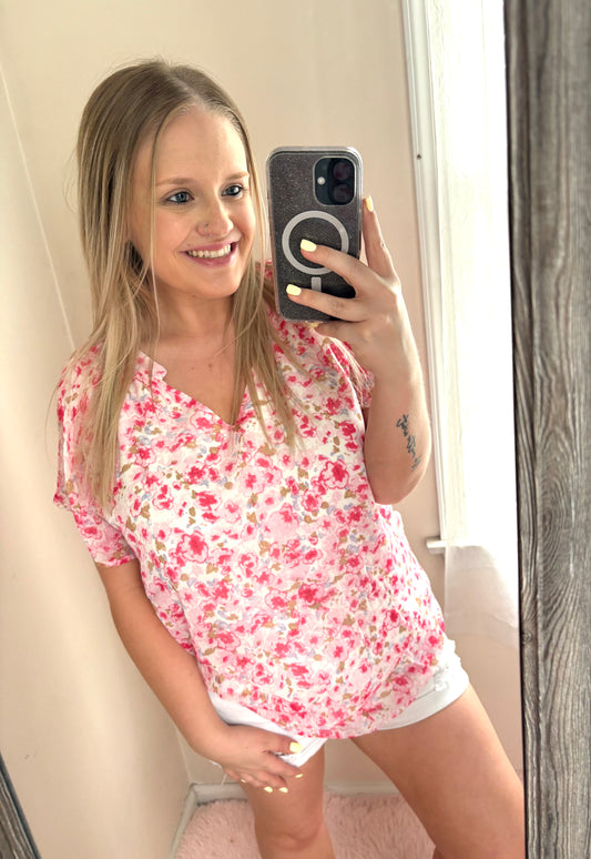 Pink Floral Blouse
