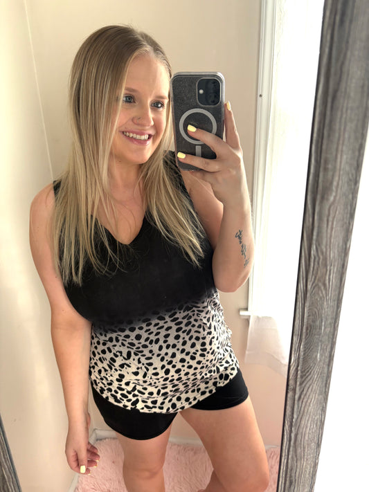 Black Gradient Leopard Tank Top