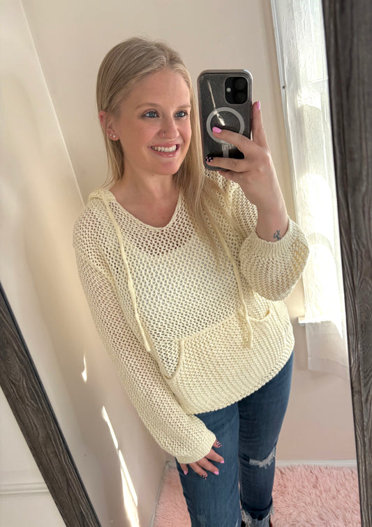 Hollow-out Hooded Sweater