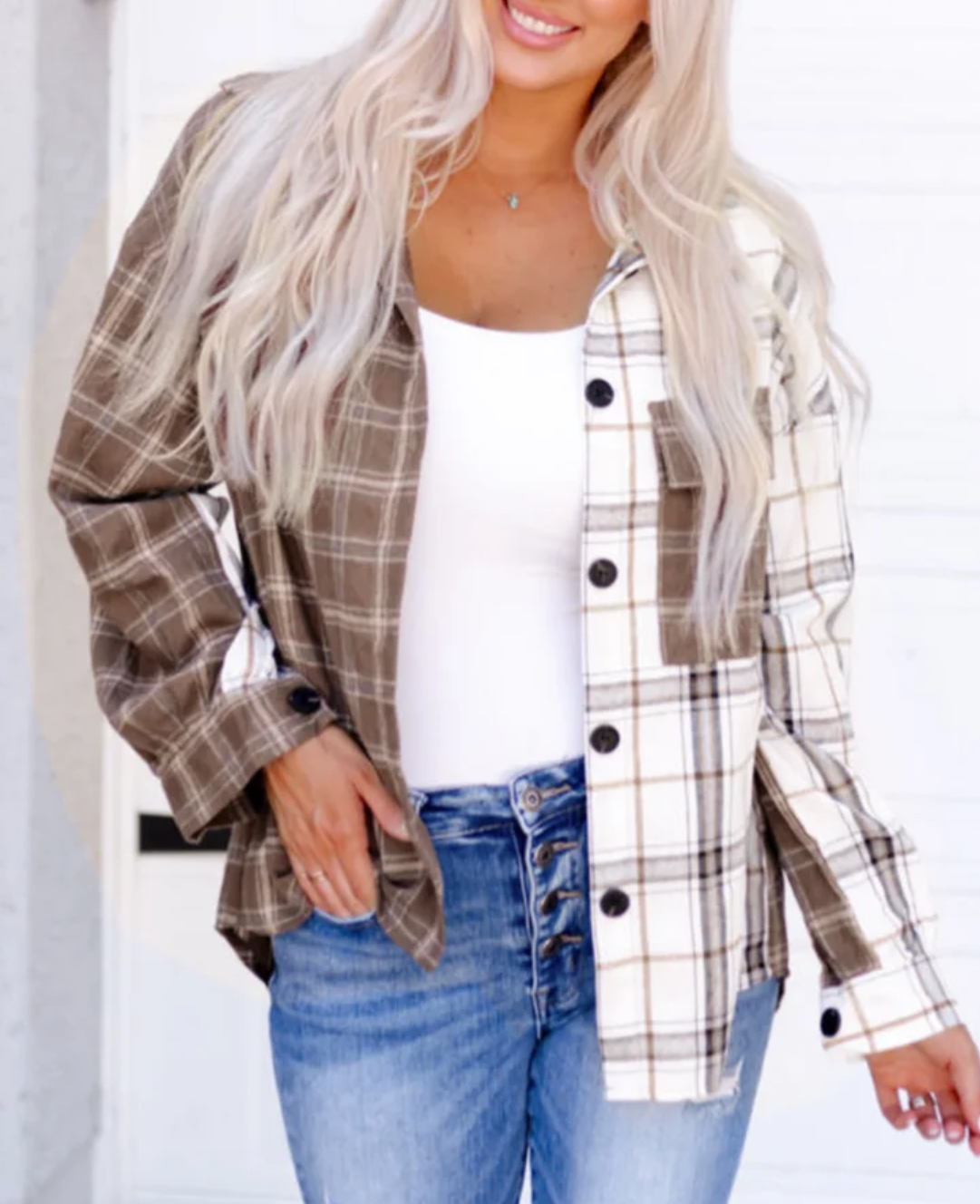 Brown/White Plaid Flannel