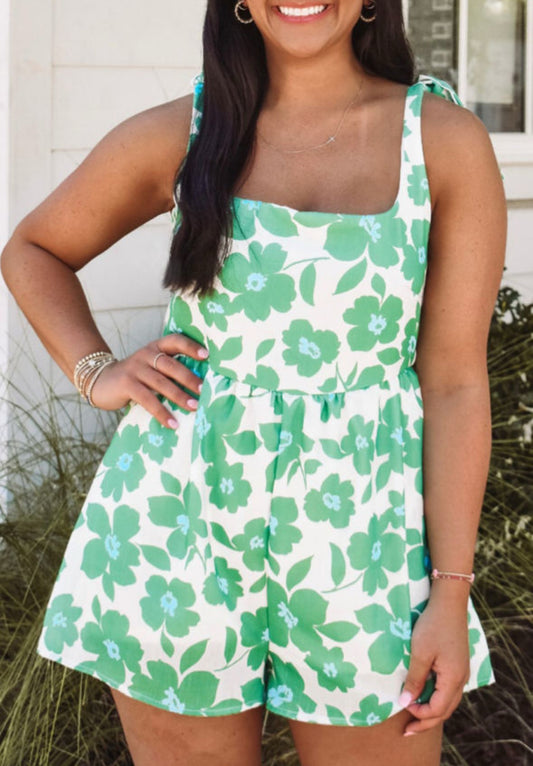 Green Flower Romper