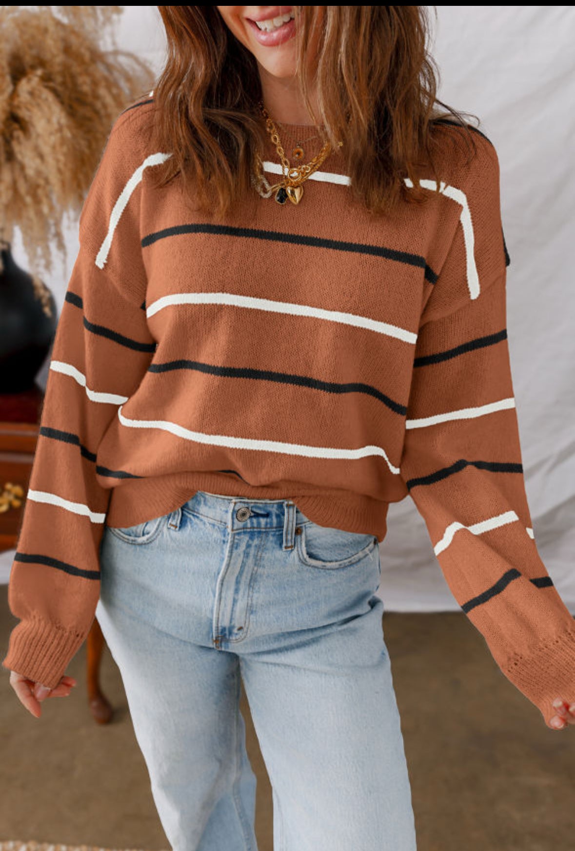 Brown Striped Sweater