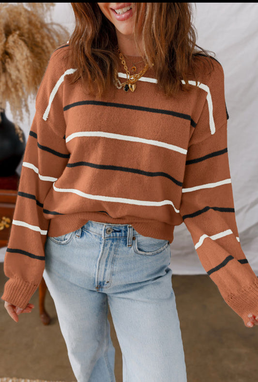 Brown Striped Sweater