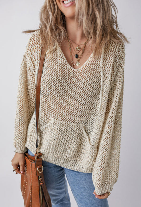 Hollow-out Hooded Sweater