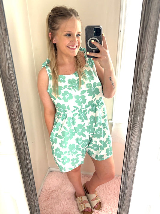 Green Flower Romper