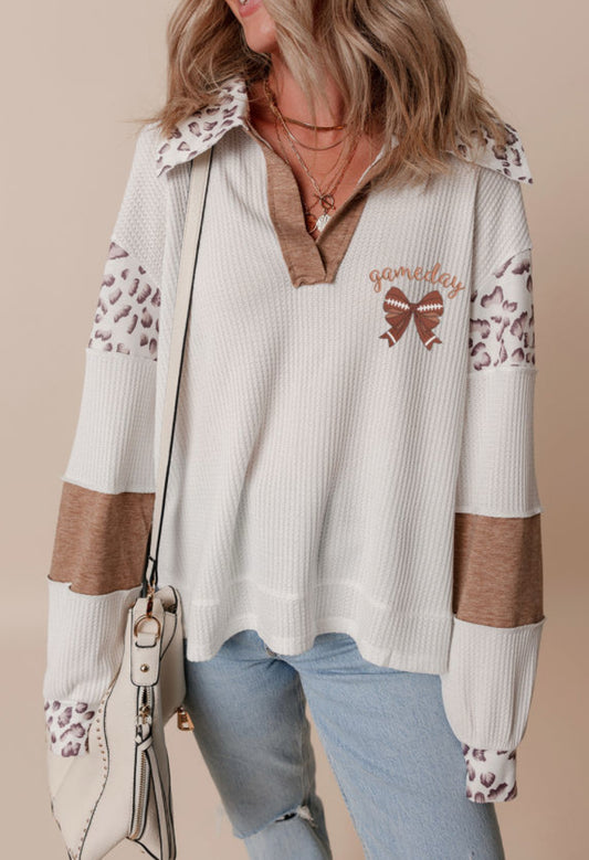 White Game Day Leopard Top