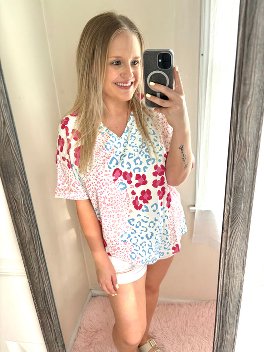 Pink Leopard Blouse