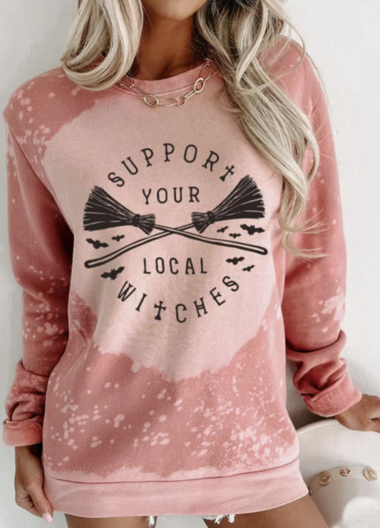 Pink Halloween Bleached Sweatshirt