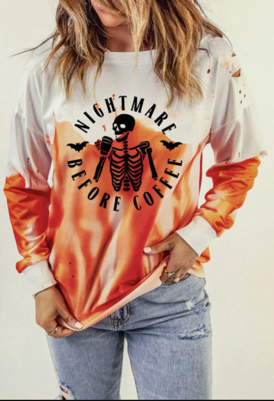 Orange Skeleton Tie Dye Sweatshirt