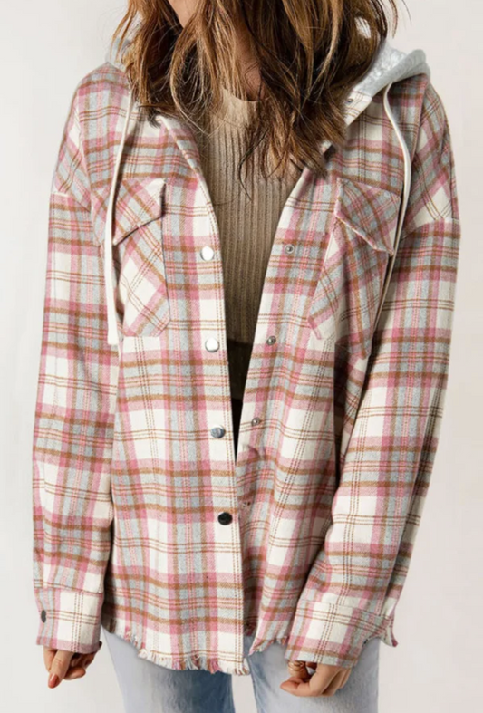 Multicolor Plaid Hooded Jacket